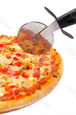 Italian pizza and cutter