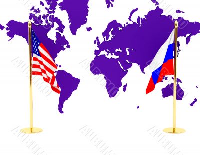 The American and Russian flag