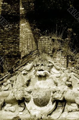 Old castle lions