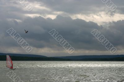 Surfer on a lake