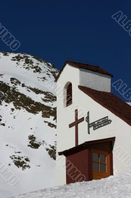 Small church in the snow
