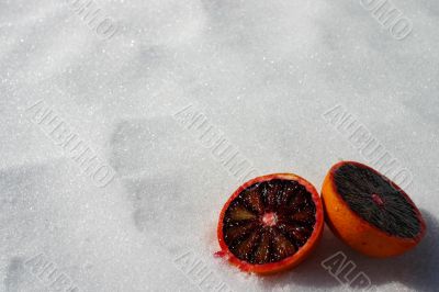 Oranges in the snow