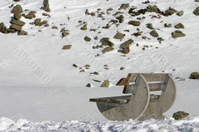 Stone couch in the snow