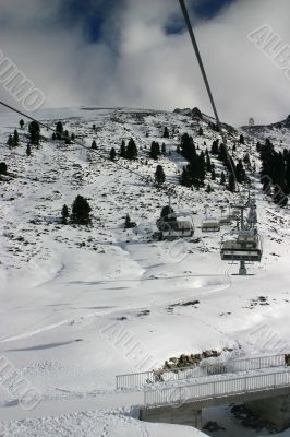 Chairlift over ski slope