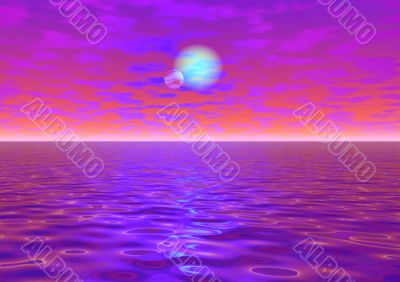 Violet landscape. Solar eclipse