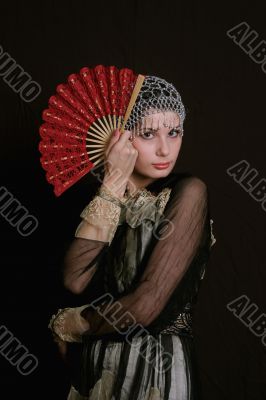 young lady with fan