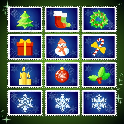 Vector Christmas Stamp Collection