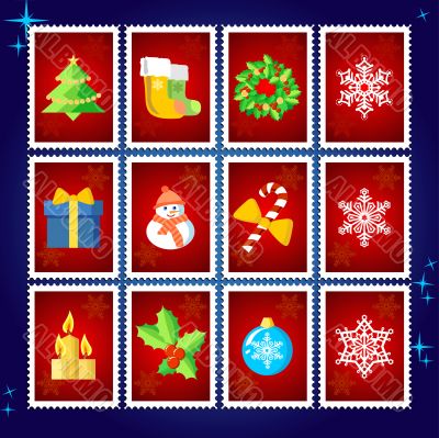 Vector Christmas Stamp Collection