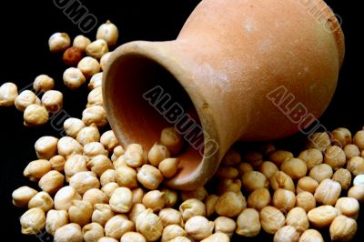 split peas at terracotta jug
