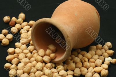 split peas at terracotta jug