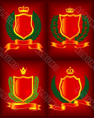 Four heraldic escutcheon. The vector image.