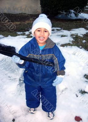 Cleaning the snow