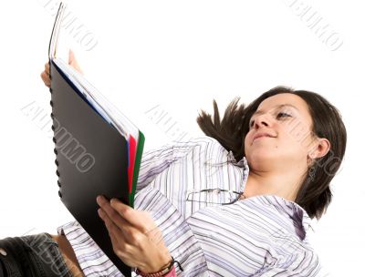 beautiful young student on the floor