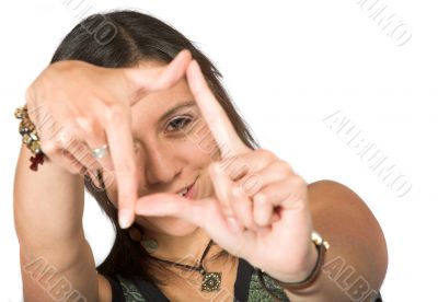 girl doing a hand frame