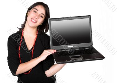 girl displaying a laptop
