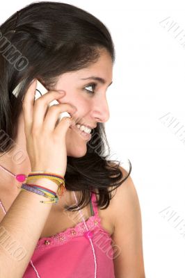 beautiful girl talking on the phone