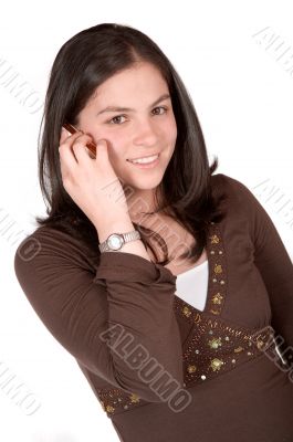 beautiful girl talking on the phone