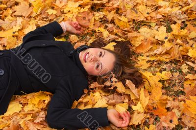 lady among leaves