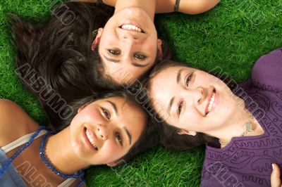 beautiful girls on the floor outdoors