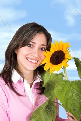 casual girl with a flower