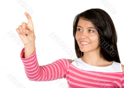 girl pressing something on screen