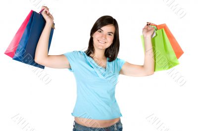 beautiful woman with shopping bags