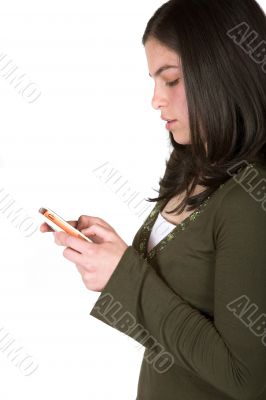 girl sending an sms