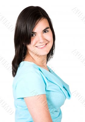 beautiful girl over white