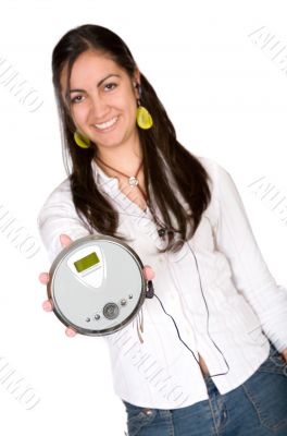 girl with a discman