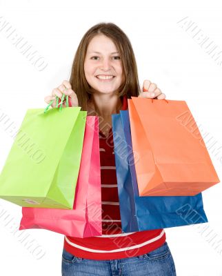beautiful girl with shopping bags