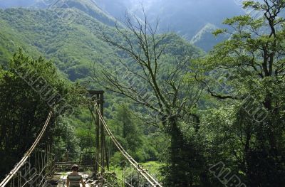 mountains and bridge