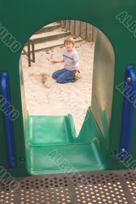 Boy Playing at a Playground