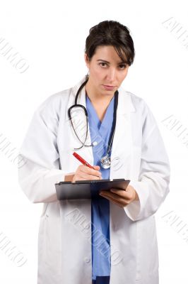 Female doctor writing
