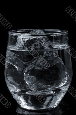 Glass with ice and water