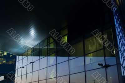 Modern glassfront by night