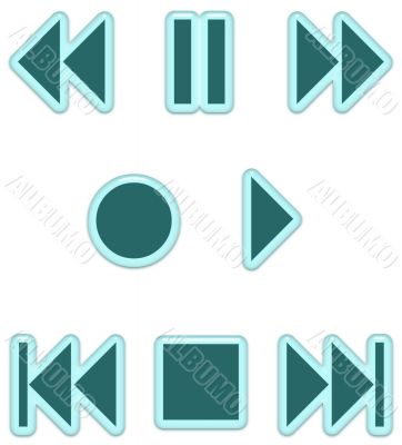 Aqua Glass Audio Buttons