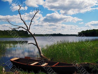 boat on lake coast