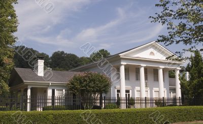 White Columns Iron Fence