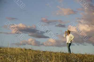 Western Woman Against a Cloudy Sky