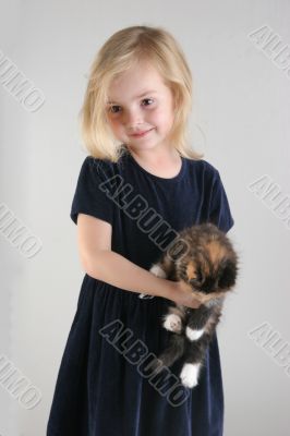 girl and kitten