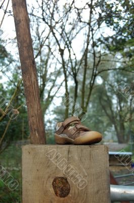 shoe on block