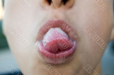 sticking out tongue