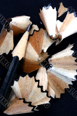 Pencil Shavings isolated in dark background