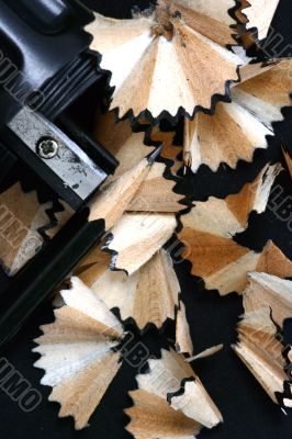 Pencil Shavings isolated in dark background
