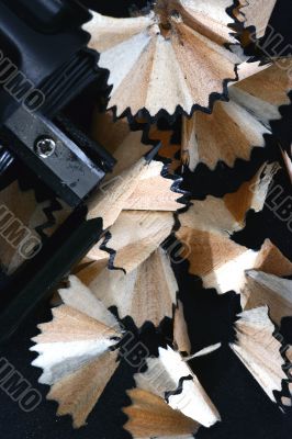 Pencil Shavings isolated in dark background