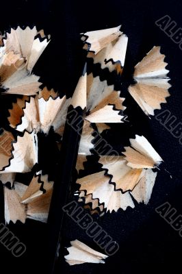 Pencil Shavings isolated in dark background