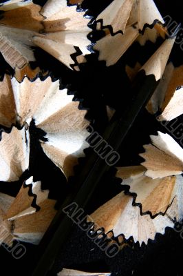Pencil Shavings isolated in dark background