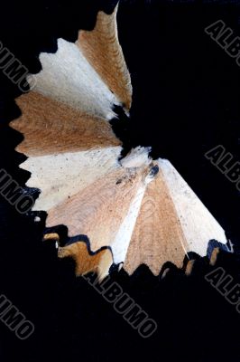 Pencil Shavings isolated in dark background