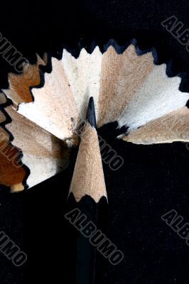 Pencil Shavings isolated in dark background