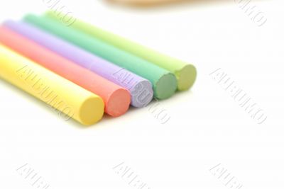 Colors chalks on white background